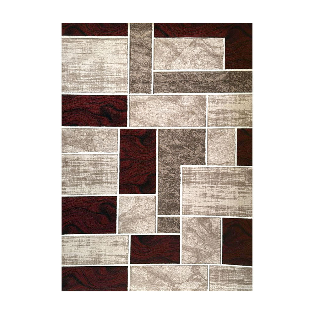 Romantic Geometry Rug, Brown, Rust and White