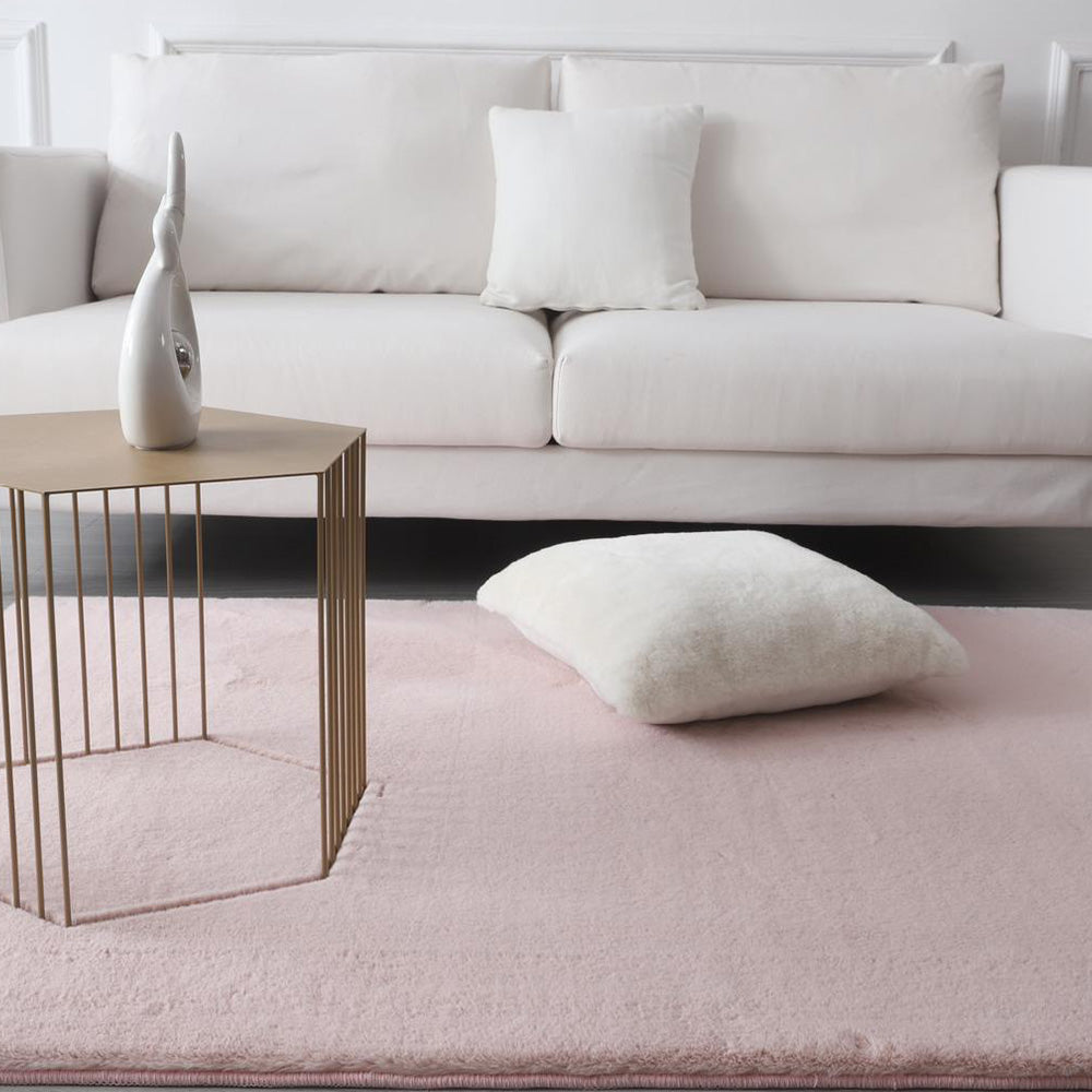 Fluffy Rabbit Veronico Rug, Powder Pink