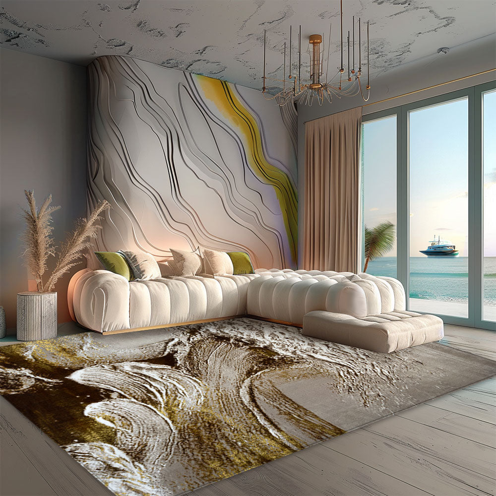 Cameleon Waves Beige Gold Rug