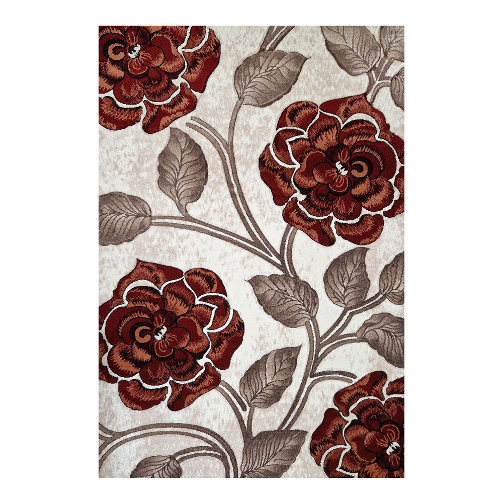 Romantic Floral Rug, Cream and Red