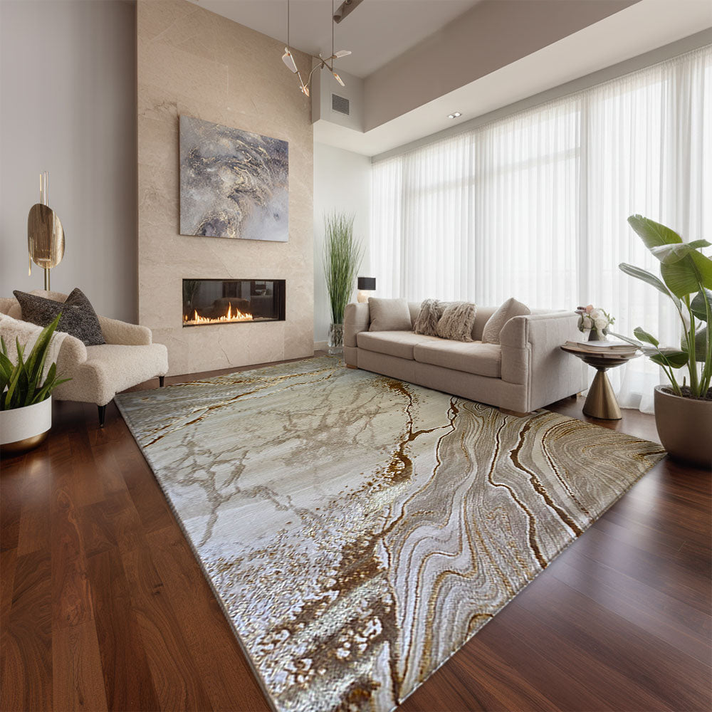 Marble Cream Beige Rug 0856A