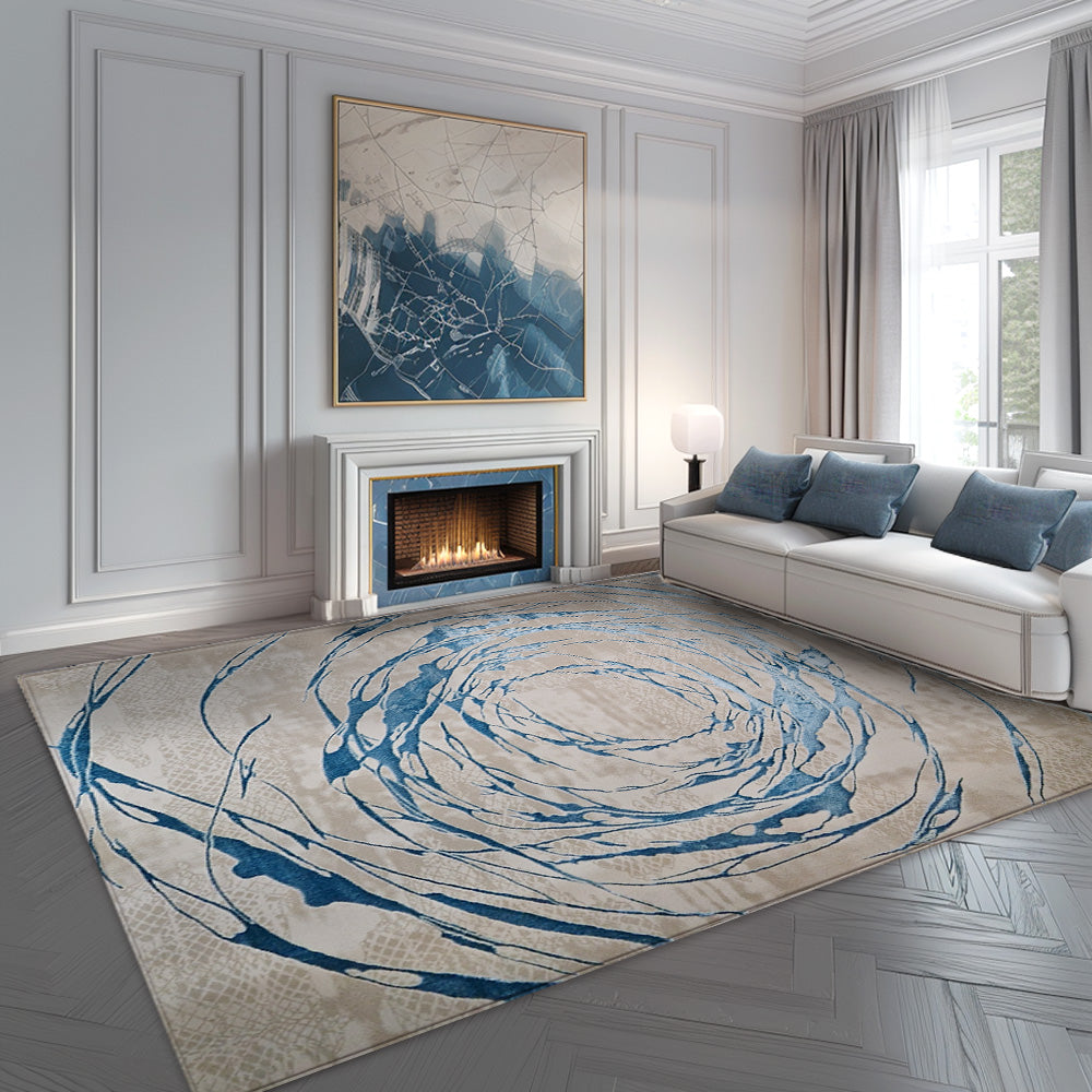 Elif Silky Soft Wave Cream Blue Rug