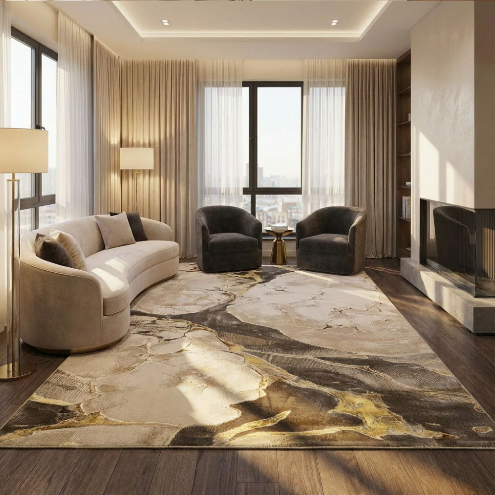 Marble Cream Beige Rug 0857A