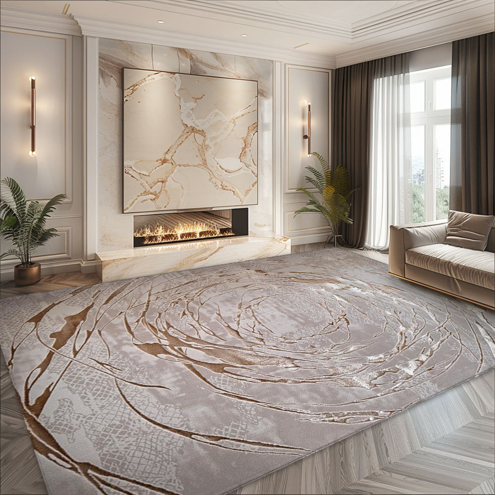 Elif Silky Soft Wave Cream Gold Rug