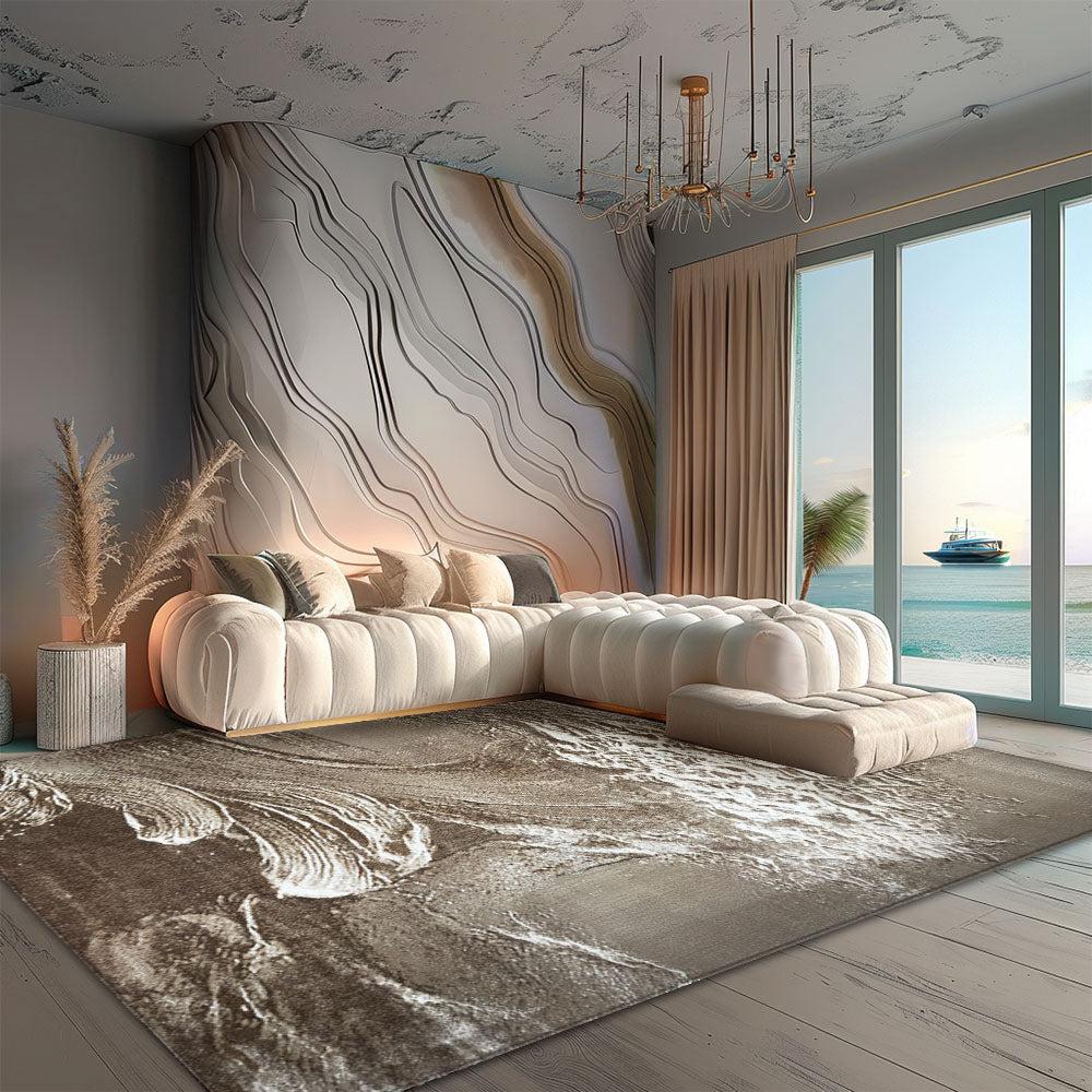 Cameleon Waves Beige Brown Rug