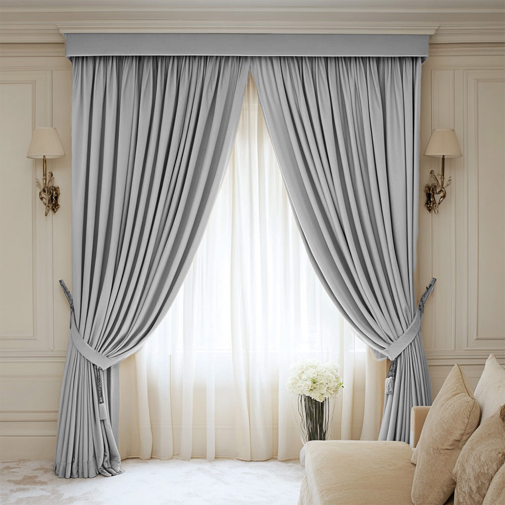Light Silver Velvet Curtain, 70% Opacity (103)