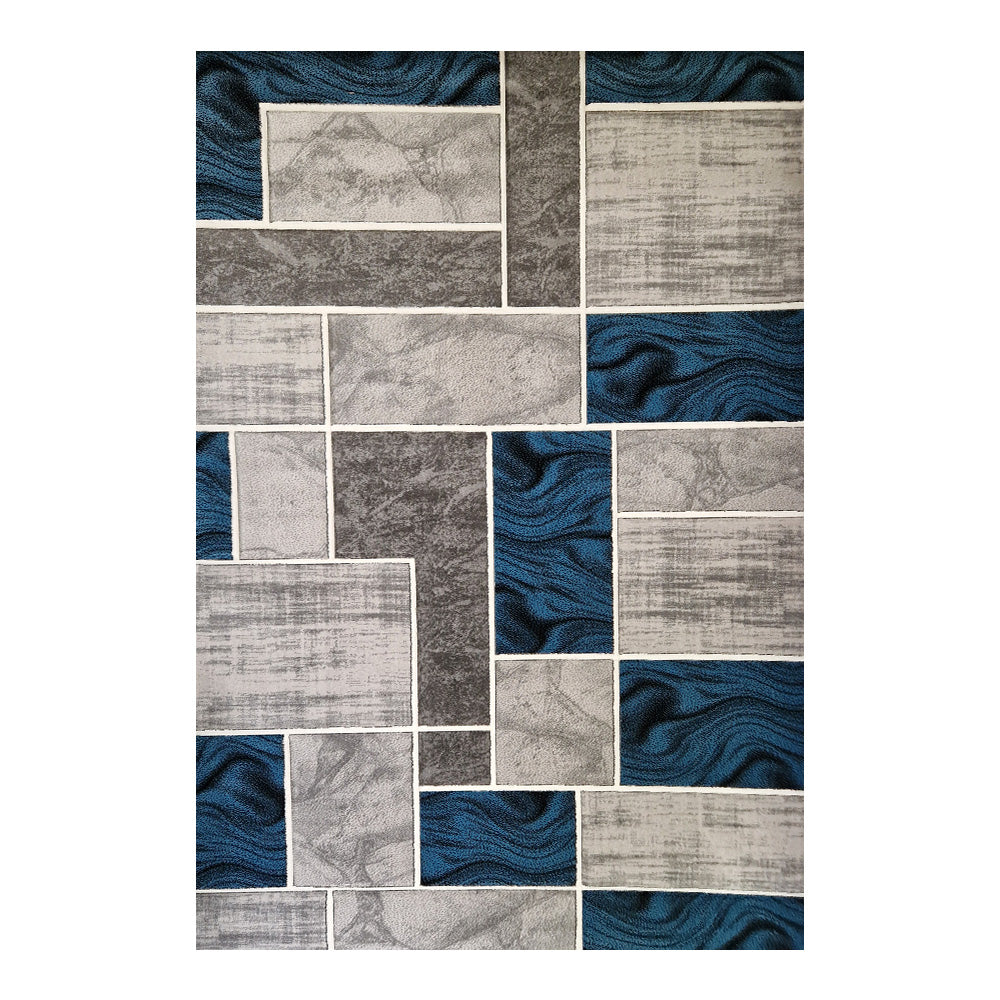 Romantic Geometry Rug, Blue and Cream