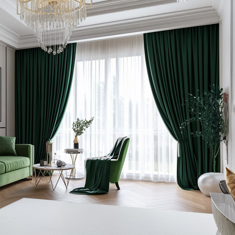 Dark Green Velvet Curtain, 70% Opacity (303)