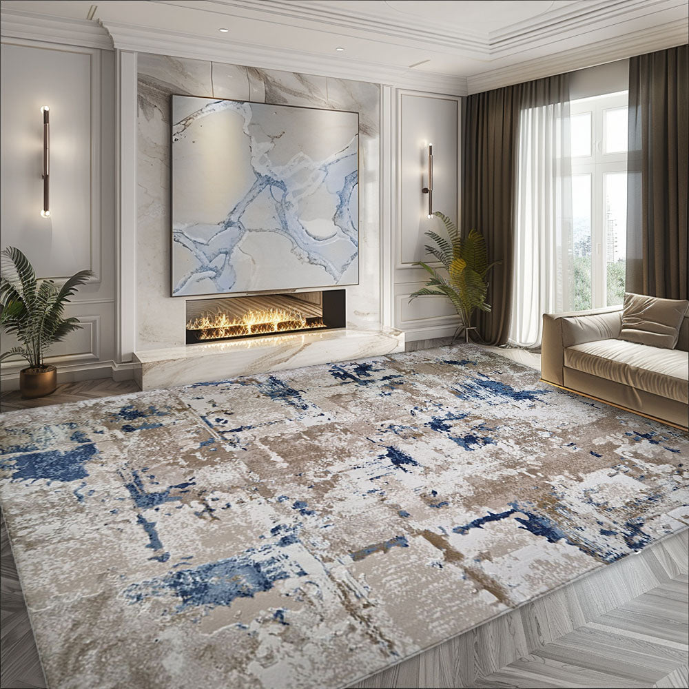 Hera Lux Modern Beige Blue Rug