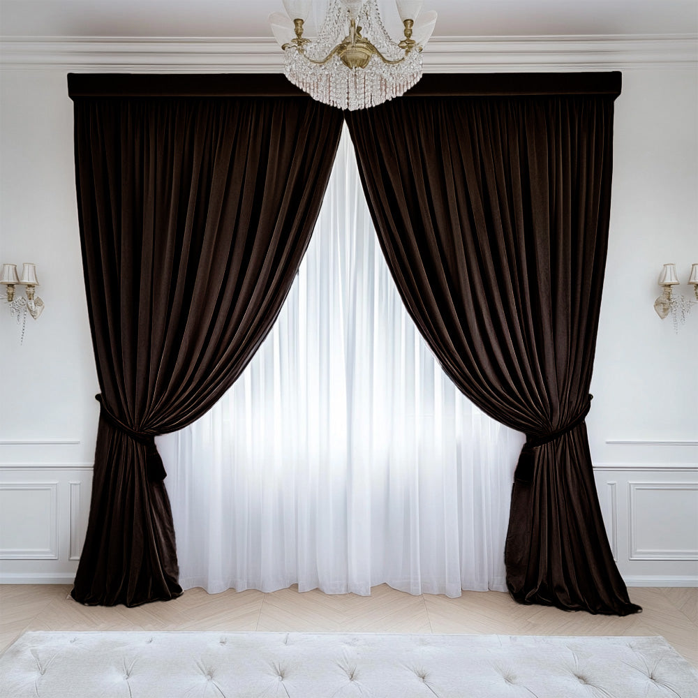 Dark Brown Velvet Curtain, 70% Opacity (107)
