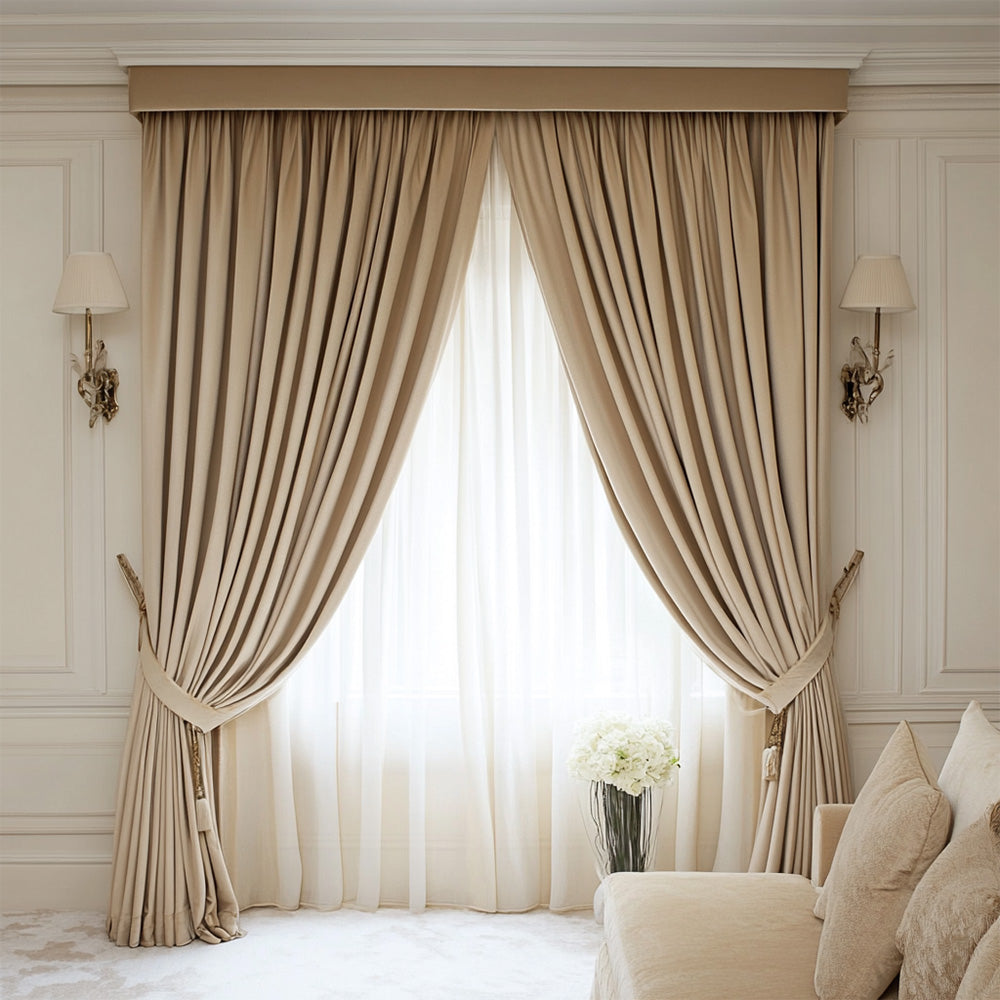 Cappuccino Beige Velvet Curtain, 70% Opacity (108)