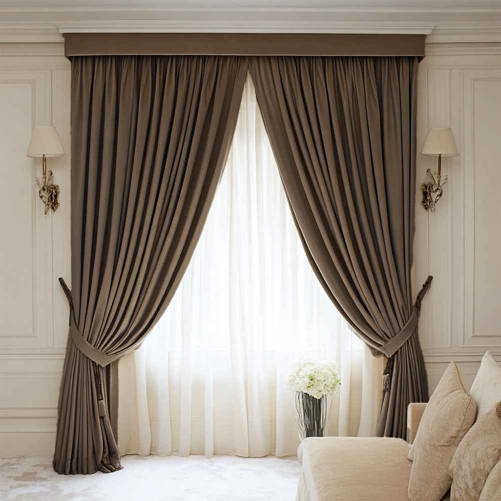 Beige Velvet Curtain, 70% Opacity (109)
