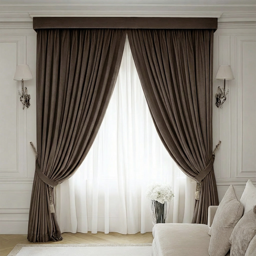Brown Velvet Curtain, 70% Opacity (206)