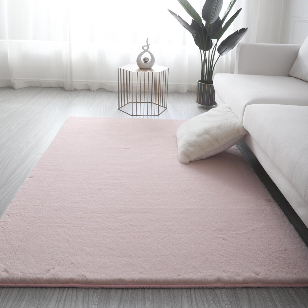 Fluffy Rabbit Veronico Rug, Powder Pink