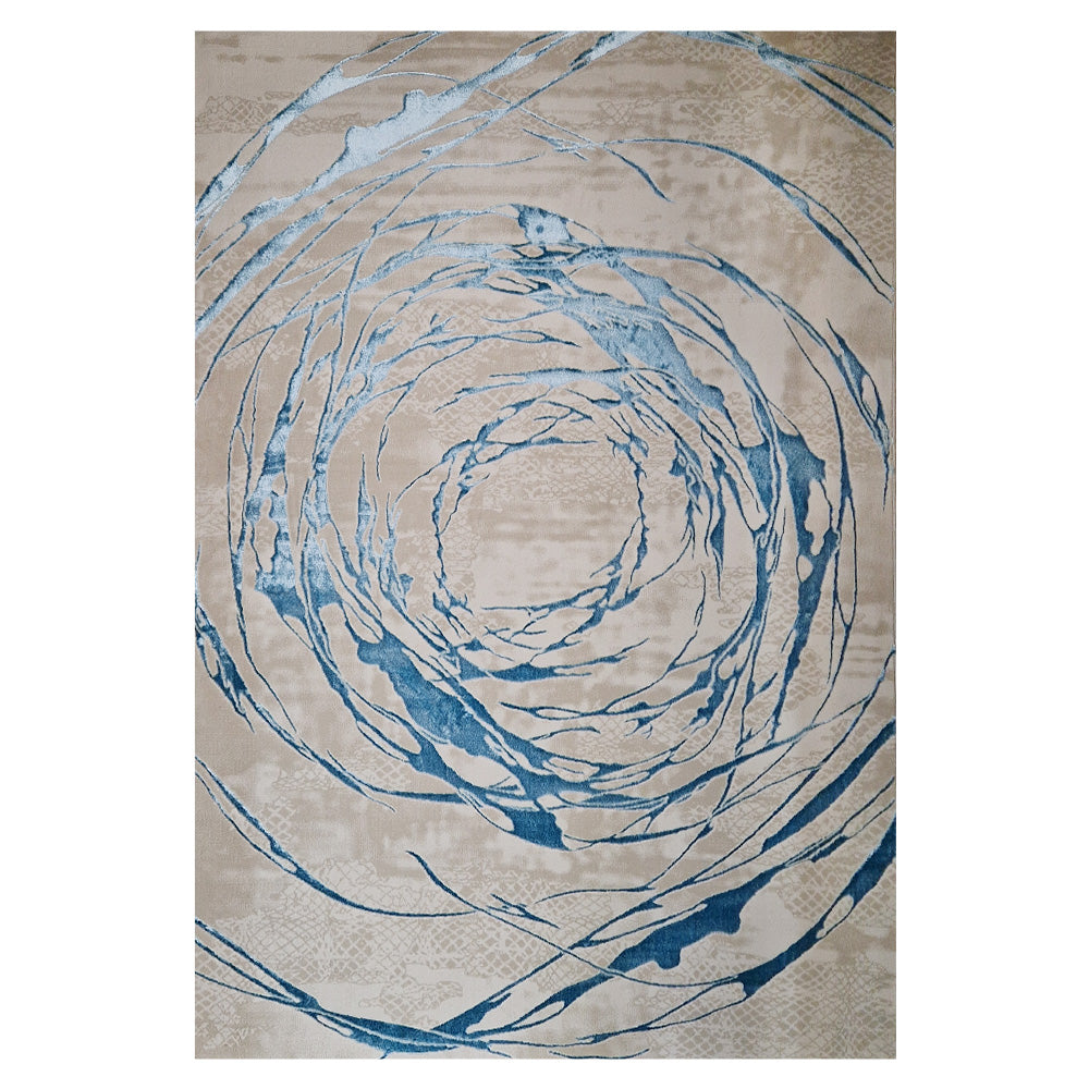 Elif Silky Soft Wave Cream Blue Rug