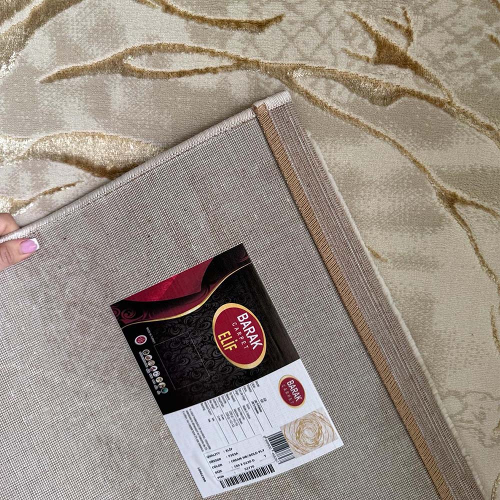 Elif Silky Soft Wave Cream Gold Rug