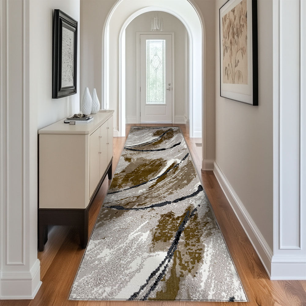 Yaman 55 Grey Gold Runner Rug