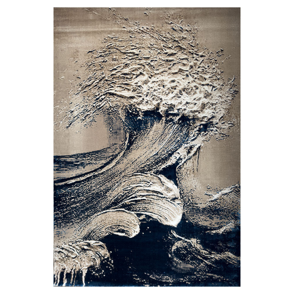 Cameleon Waves Navy Blue Beige Rug