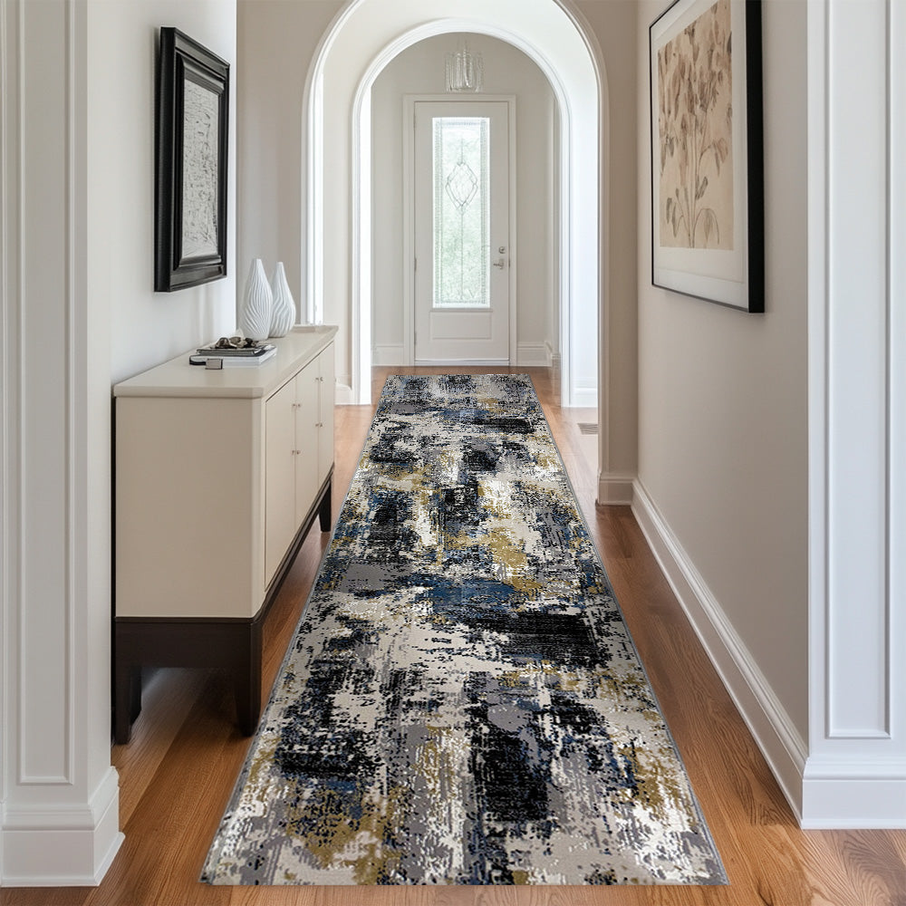 Ovidiu Grey Cream Blue Runner