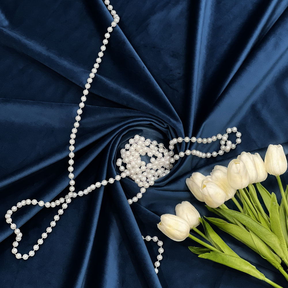 Navy Blue Velvet Curtain, 70% Opacity