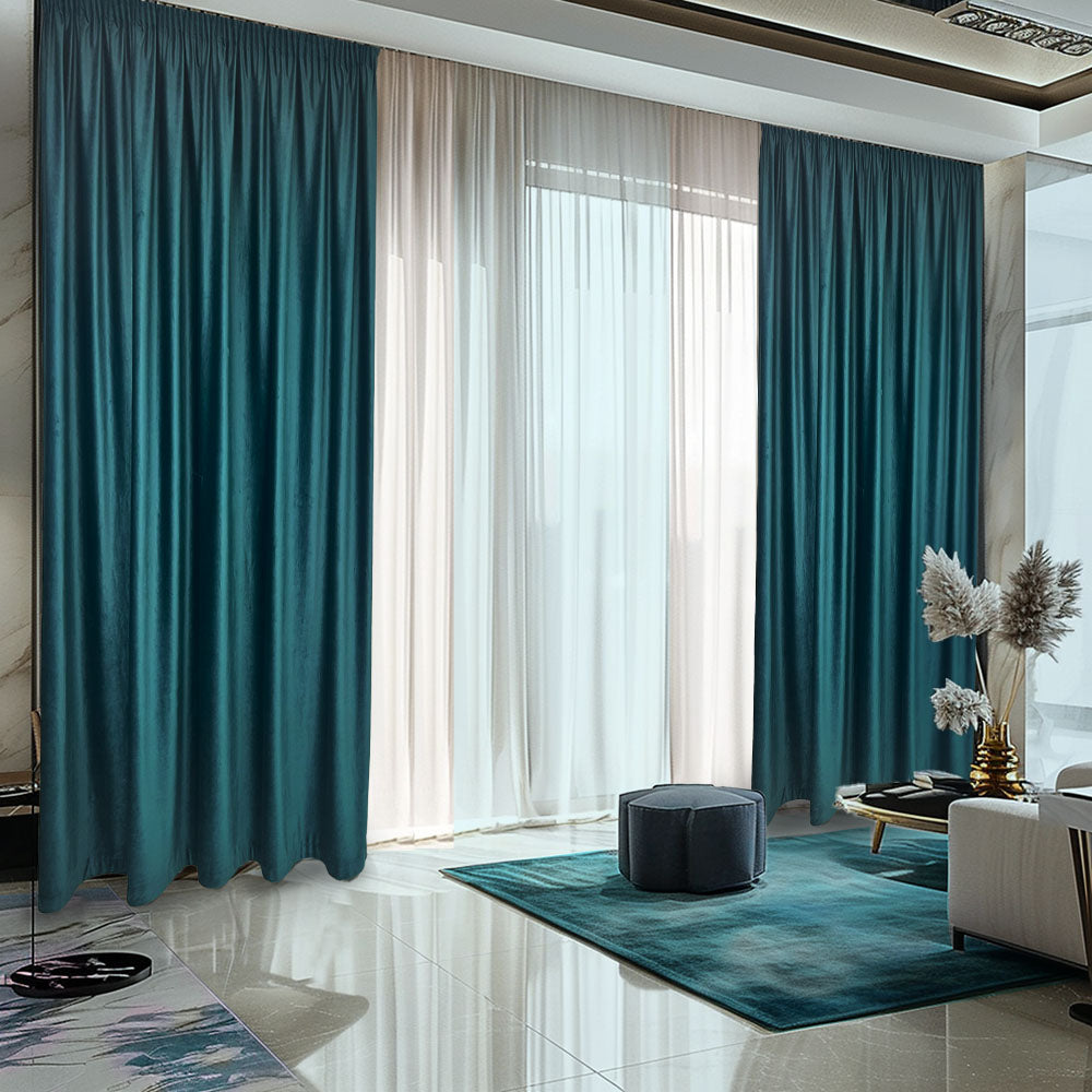 Turquoise Velvet Curtain, 70% Opacity (14)