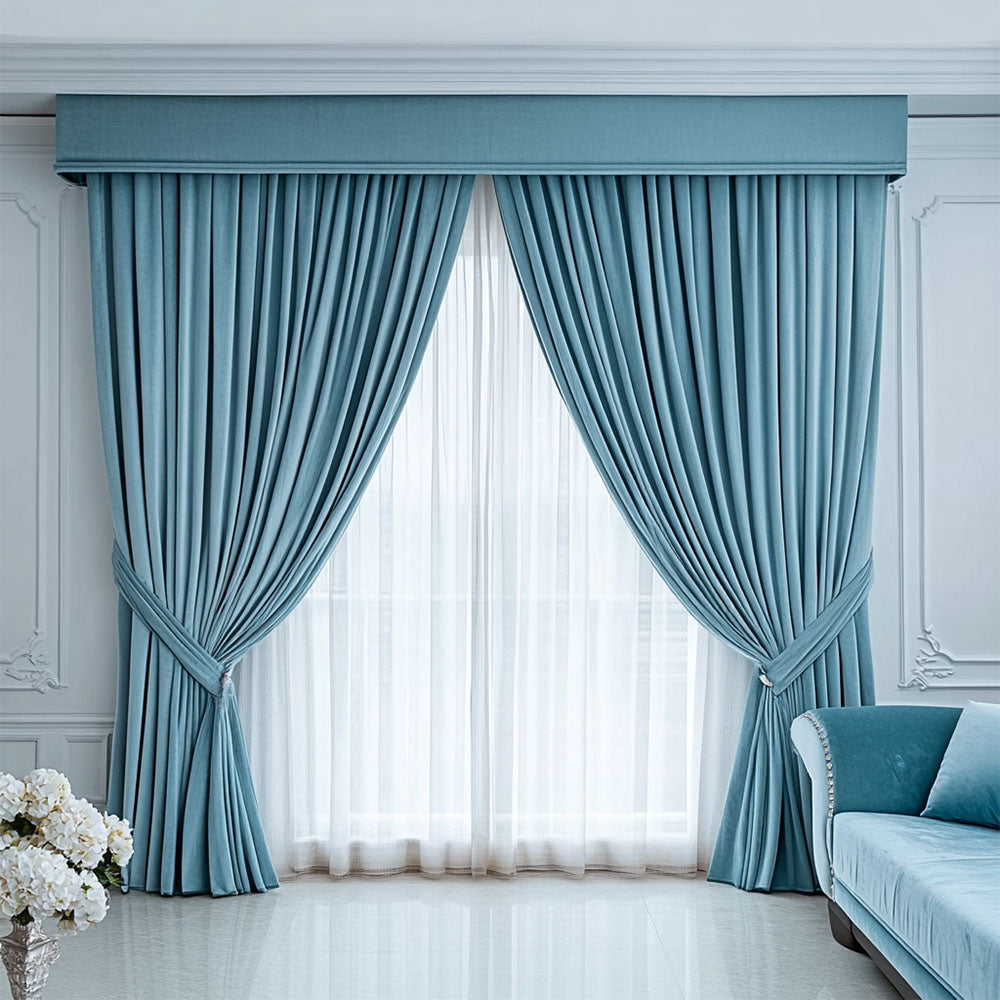 Baby Blue Velvet Curtain, 70% Opacity (308)