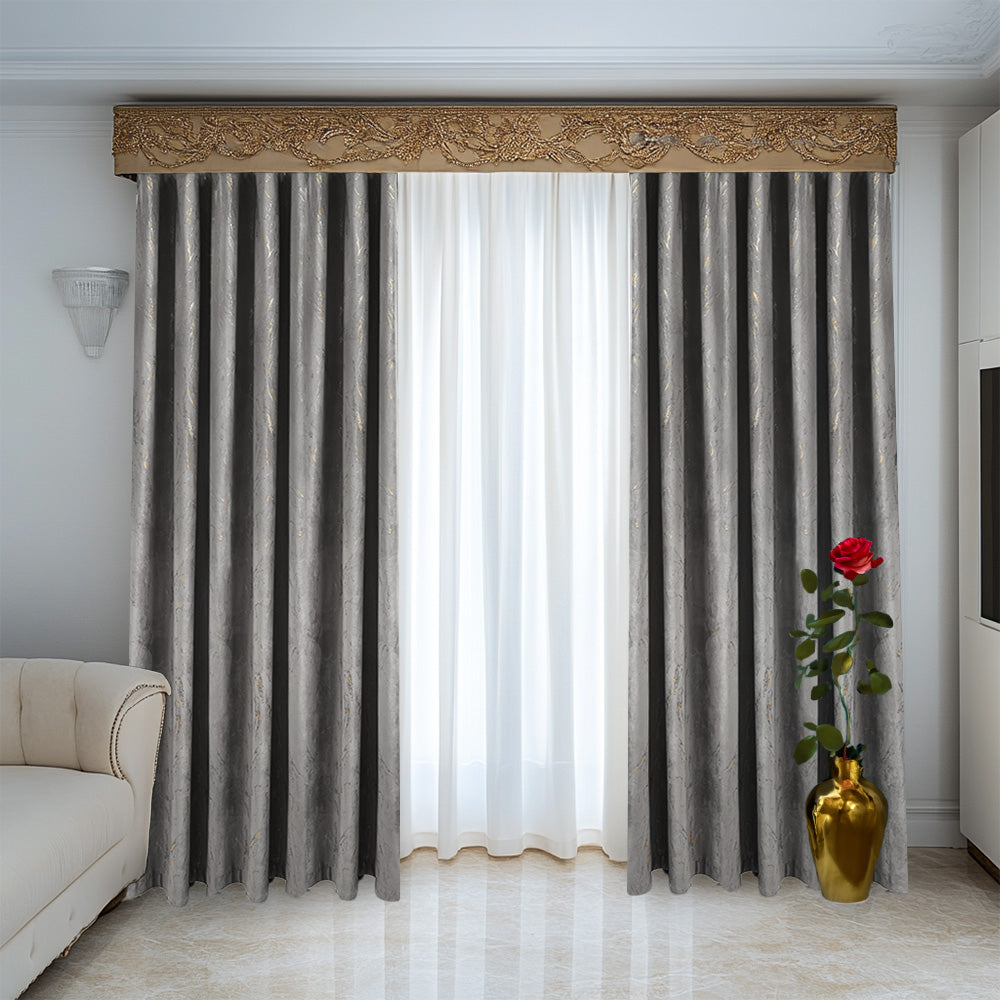 Velvet Curtain Luxury Grey Inserts (GUE103)