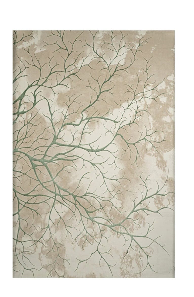 Elif Silky Soft Pearly Cream Green Rug