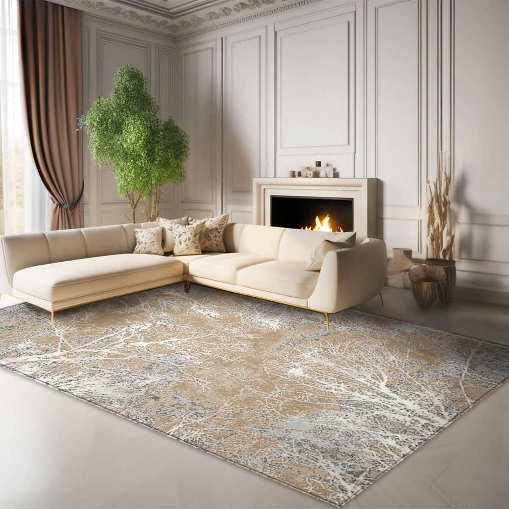 Antic Forest Delight Beige White Rug