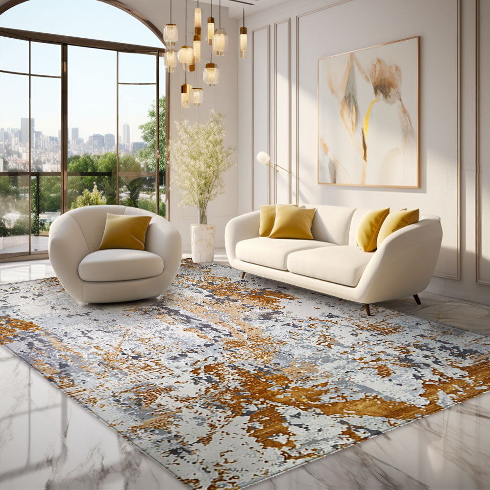 Antic Modern Grey Gold Mix Rug