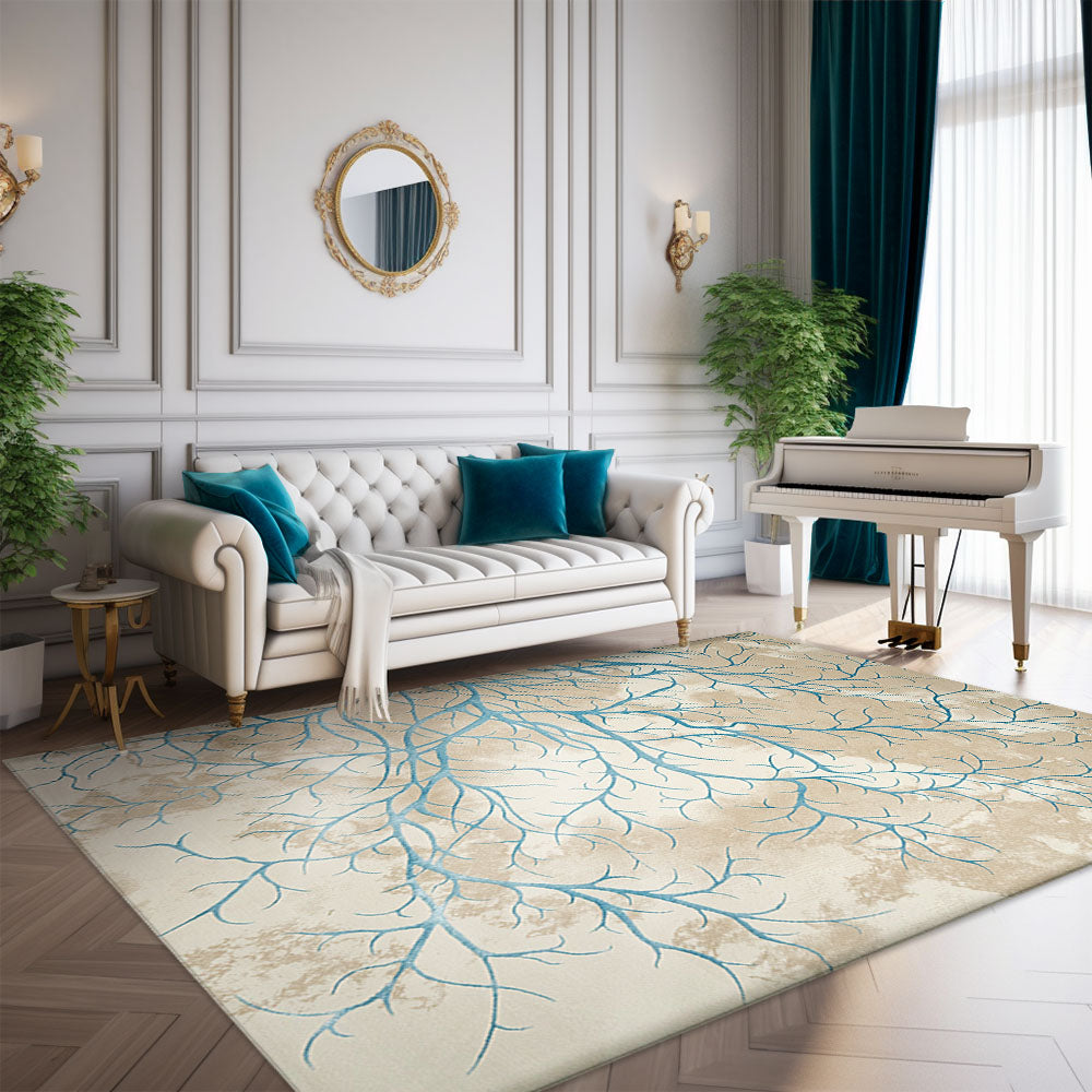 Elif Silky Soft Pearly Cream Turquoise Rug