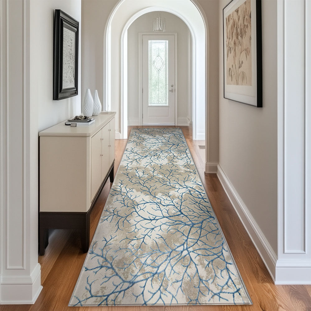 Elif Cream Blue Runner