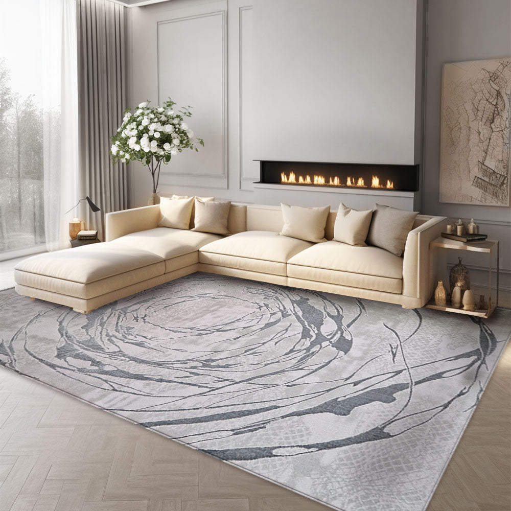 Elif Silky Soft Wave Light Grey Rug