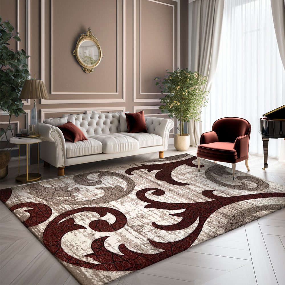 Romantic Forest Rug, Cream and Red