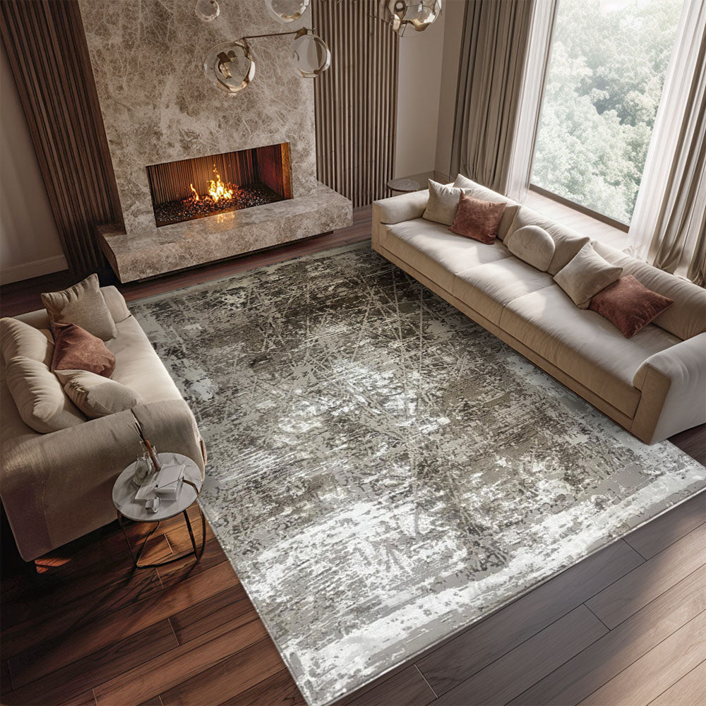 Pera Mayan Lines Rug, Beige and Vizon