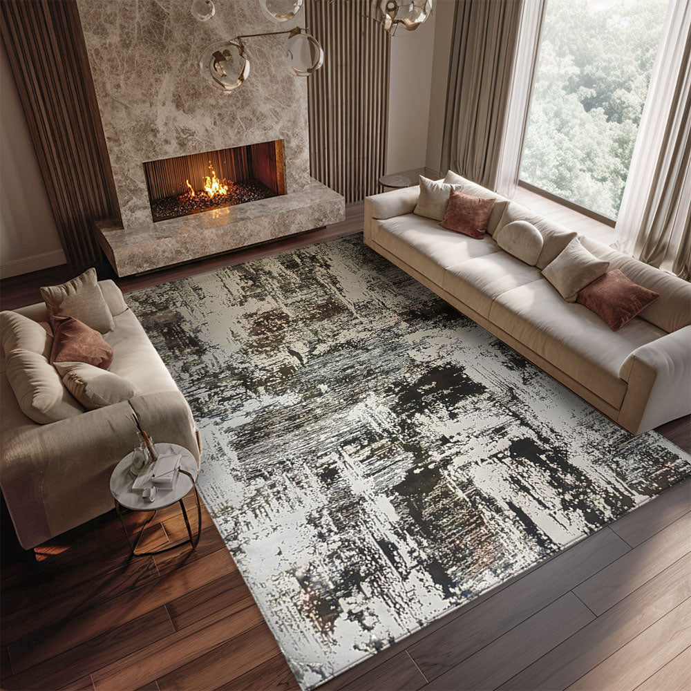 Pera Brush Mosaic Rug, Grey and Vizon