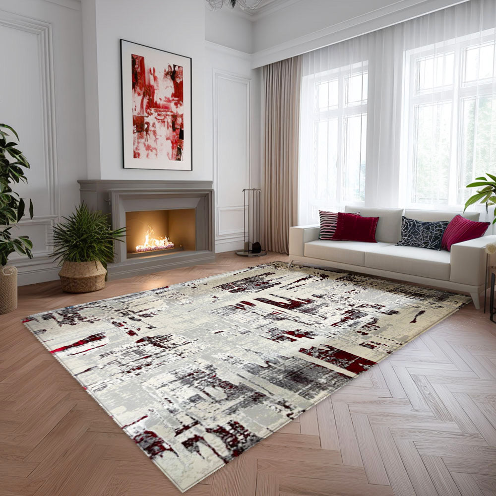 Antic New Home Grey Red Rug