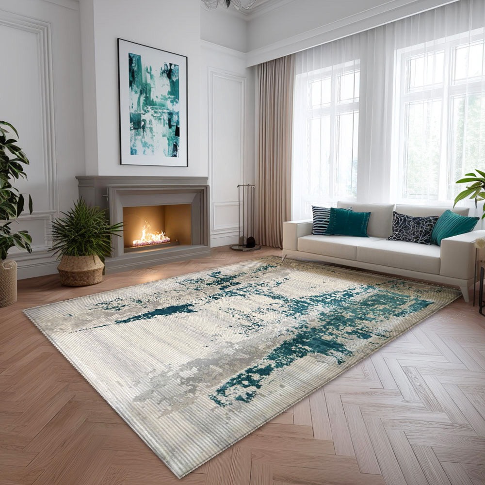 Antic New Home Grey Turquoise Rug