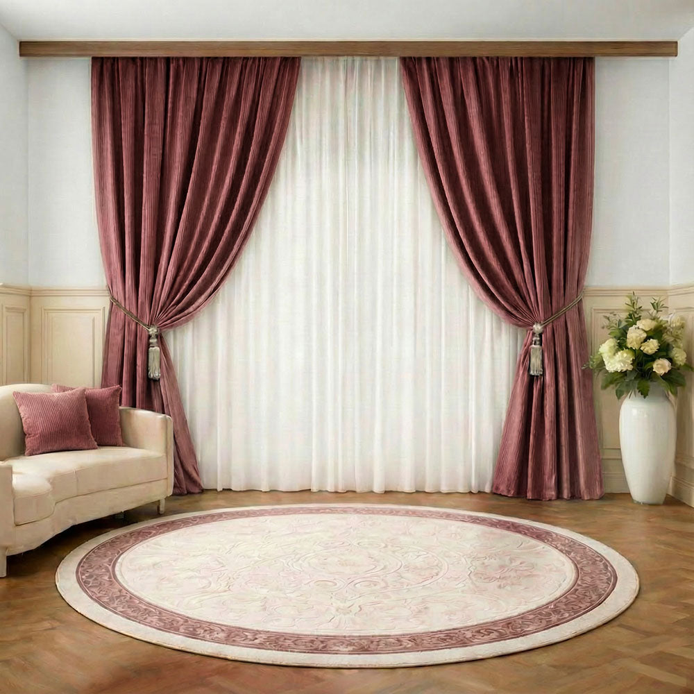 Rippensamt Smaragdrosa 90% Verdunkelungsvorhang (T13)