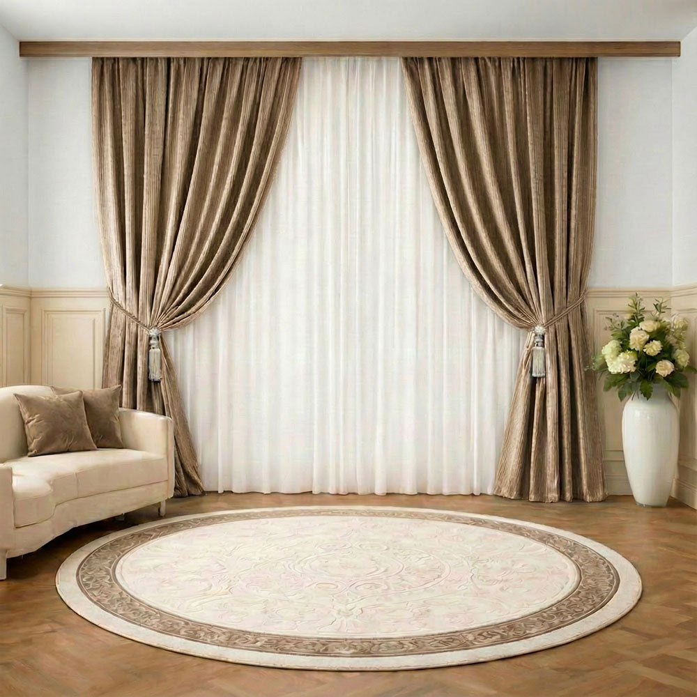 Rippensamt Smaragd Beige 90% Verdunkelungsvorhang (T5)