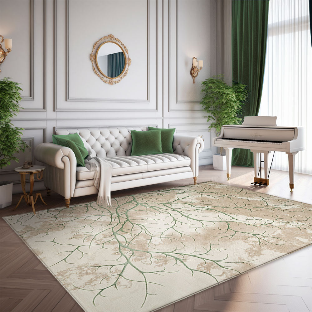 Elif Silky Soft Pearly Cream Green Rug